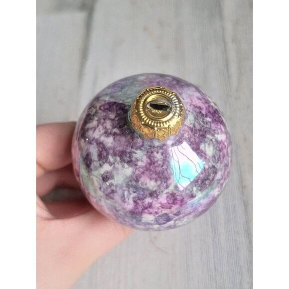 Unique purple marbled abstract pointed blown glass ornament Xmas - Picture 7 of 8